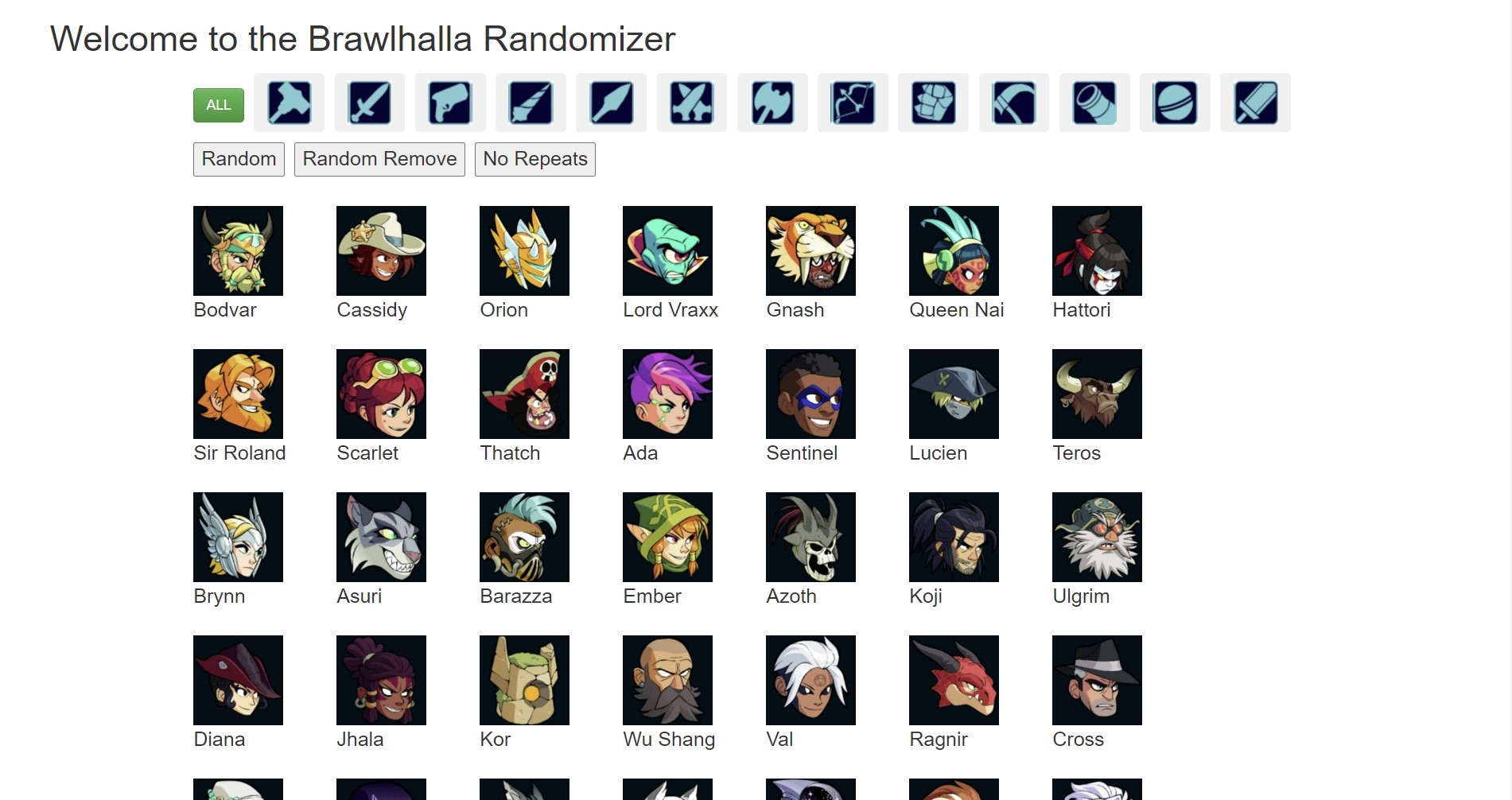Brawlhalla Randomizer